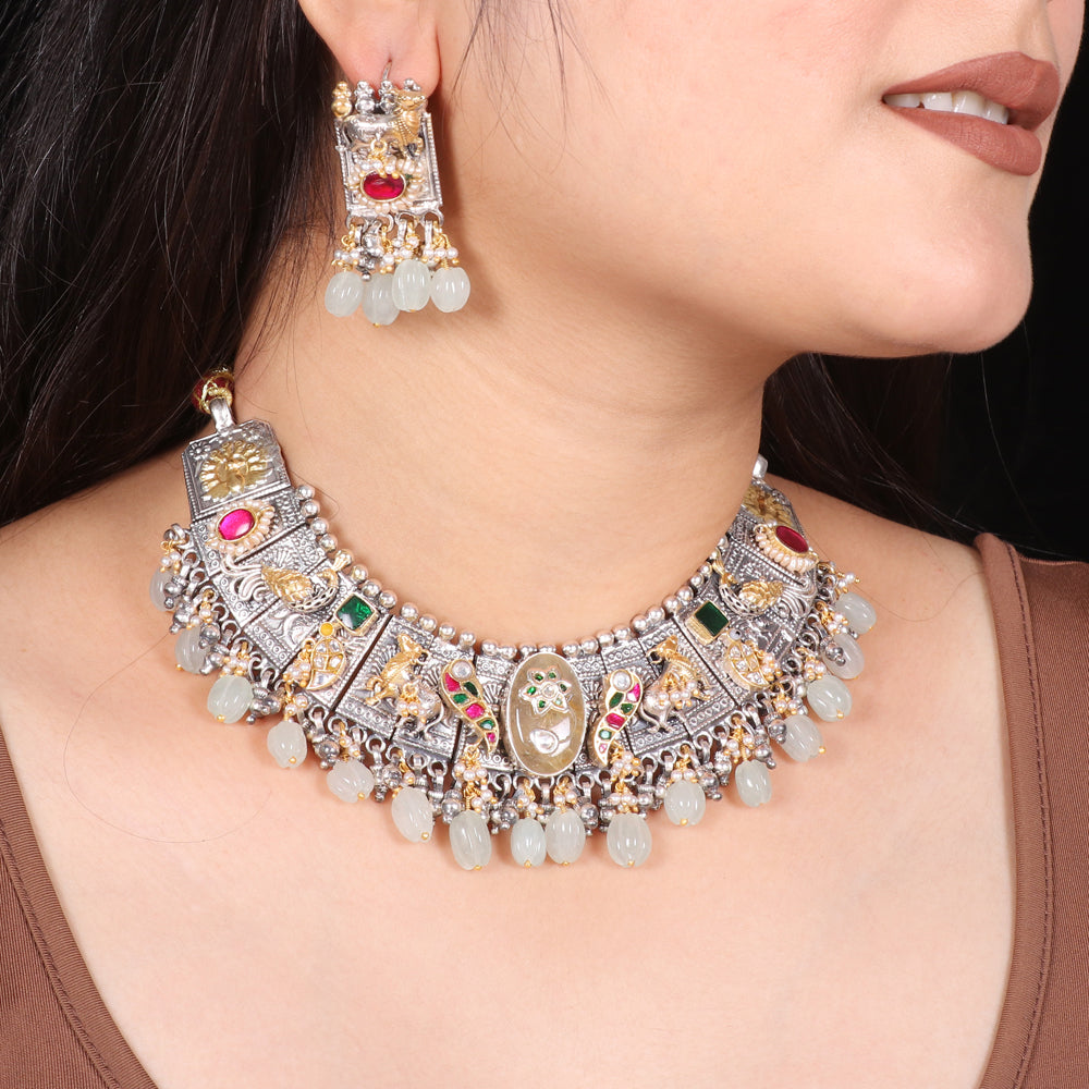 Fusion Necklace Set Lime green drops image 0